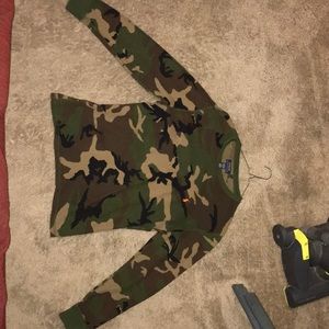 Large camouflaged polo long sleeved shirt